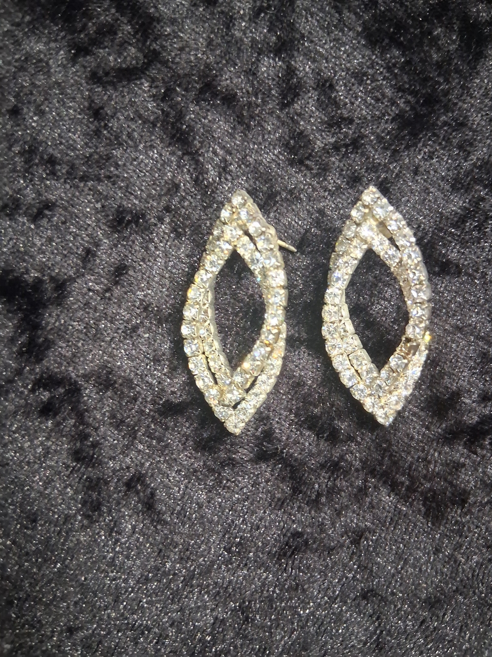 Fashion Jewelry Gold Marquise Crystal Double-Row Stud Earrings